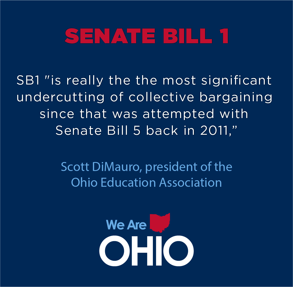 We_Are_Ohio's tweet photo. Fifteen years ago, Ohio workers stood together and defeated SB5. B1 is another attempt to weaken collective bargaining and silence working people. We’ve been down this road before. Ohio's universities deserve better. https://t.co/qWrPTn9dwZ