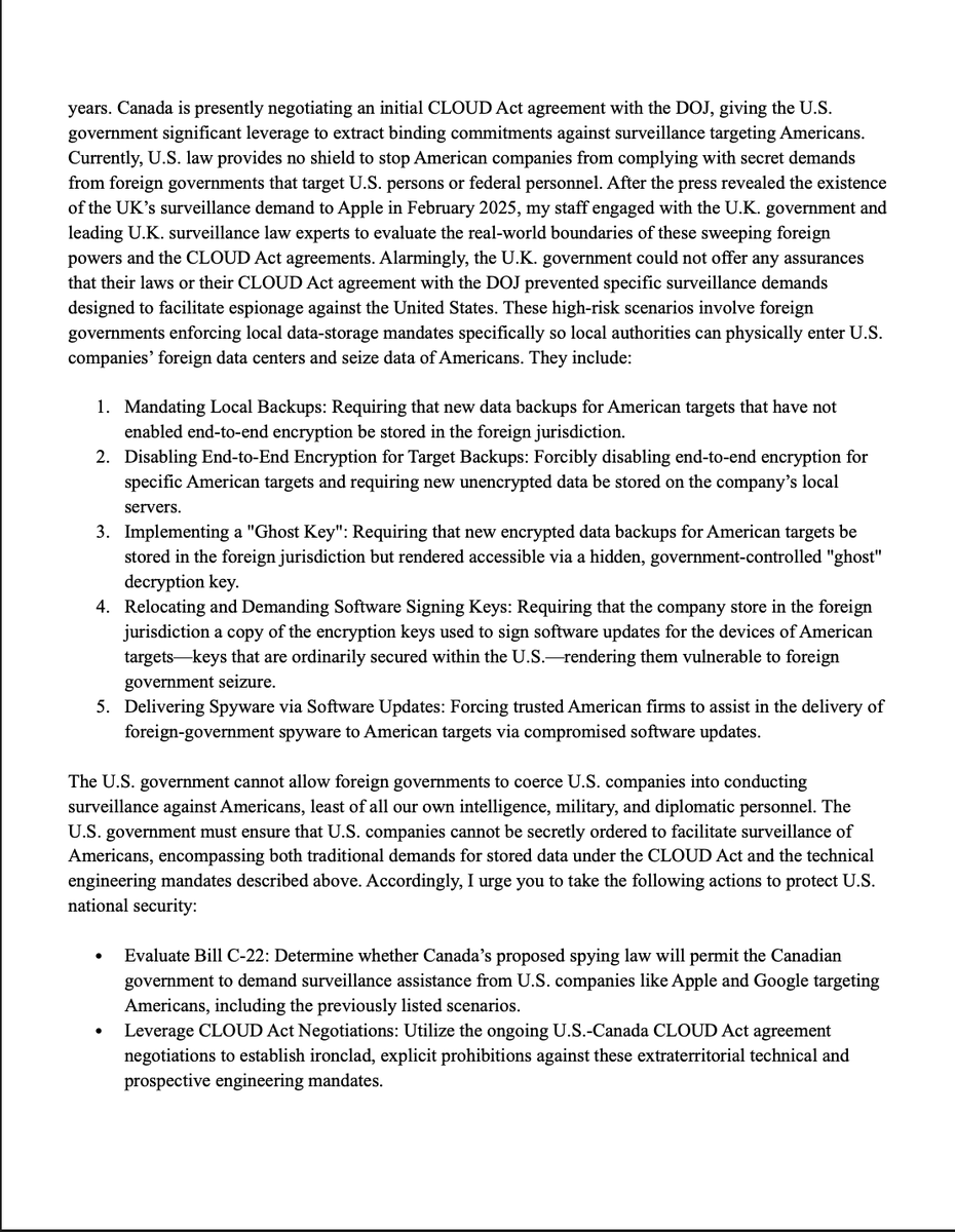 RonDeibert's tweet photo. Canada's 🇨🇦 proposed lawful access law (Bill c22) is so bad it has US Senators (like @RonWyden) worried it will create national security spying risks for Americans 🇺🇸! https://t.co/ohT3inn7H9