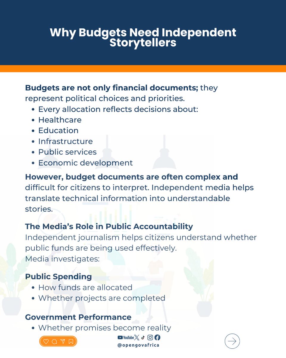 opengovafrica's tweet photo. Who controls the budget often shapes the story. But who controls the story can also shape the budget.
#Media #PublicBudgets #PoliticalInfluence #Accountability #Transparency #GoodGovernance #PublicFinance #InvestigativeJournalism #OpenGovernment #Africa #OpenGovAfrica https://t.co/3wFU72F3c1