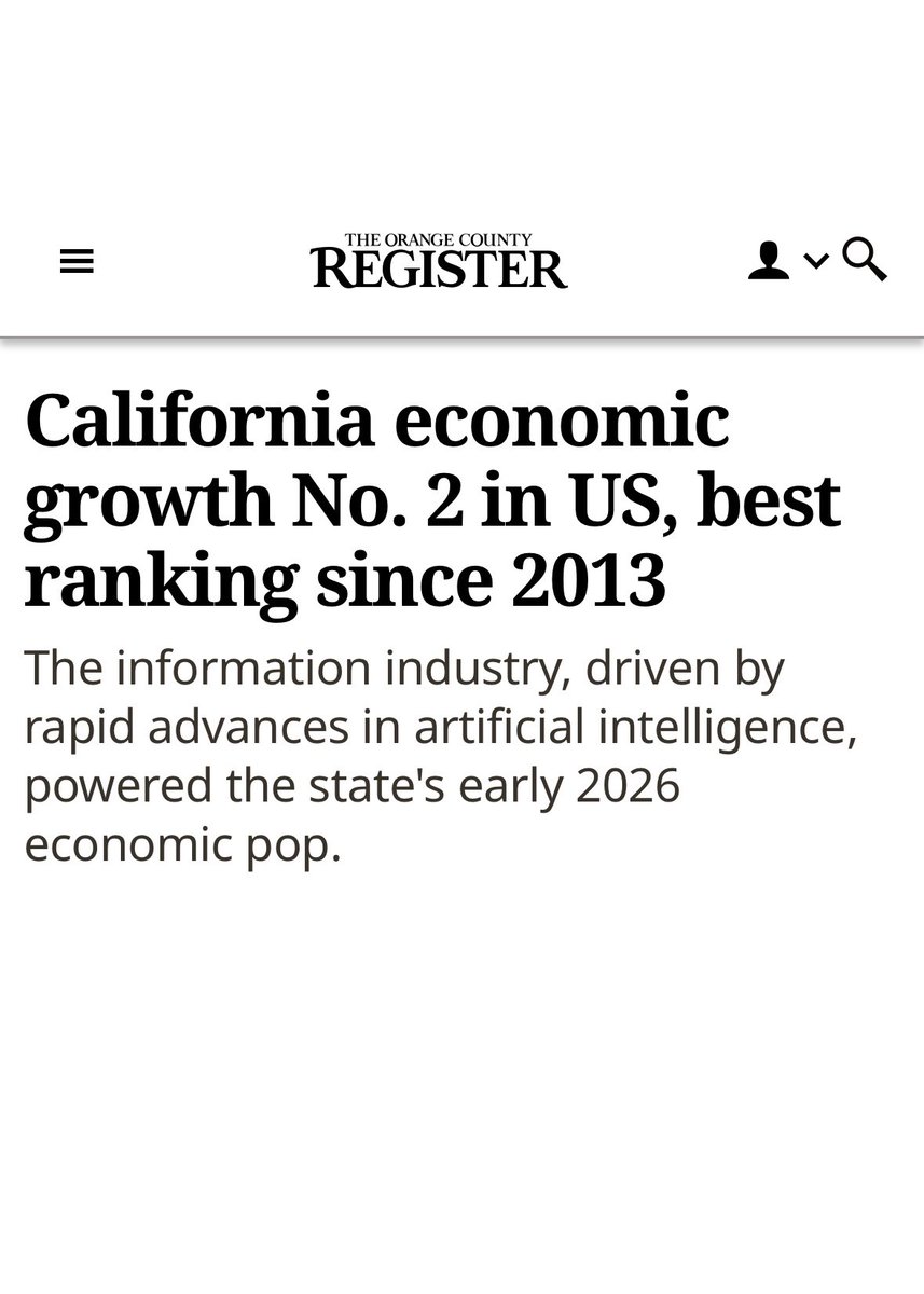 GovPressOffice's tweet photo. OC Register: California’s economic growth beats every Republican state this year! Highest ranking since 2013!

Thanks Gavin Newsom! https://t.co/S5ZMJdcorS
