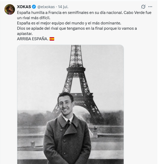 JFranAlbert's tweet photo. En apenas unos días, Xokas ha utilizado un lema fascista junto a una imagen editada de Hitler, atacado a Esther Expósito por ser feminista y  presumido de ganar con una campaña de Burger King más dinero del que cobran dos obreros en 20 años.

Burger King acaba de retirar el menú de la campaña.