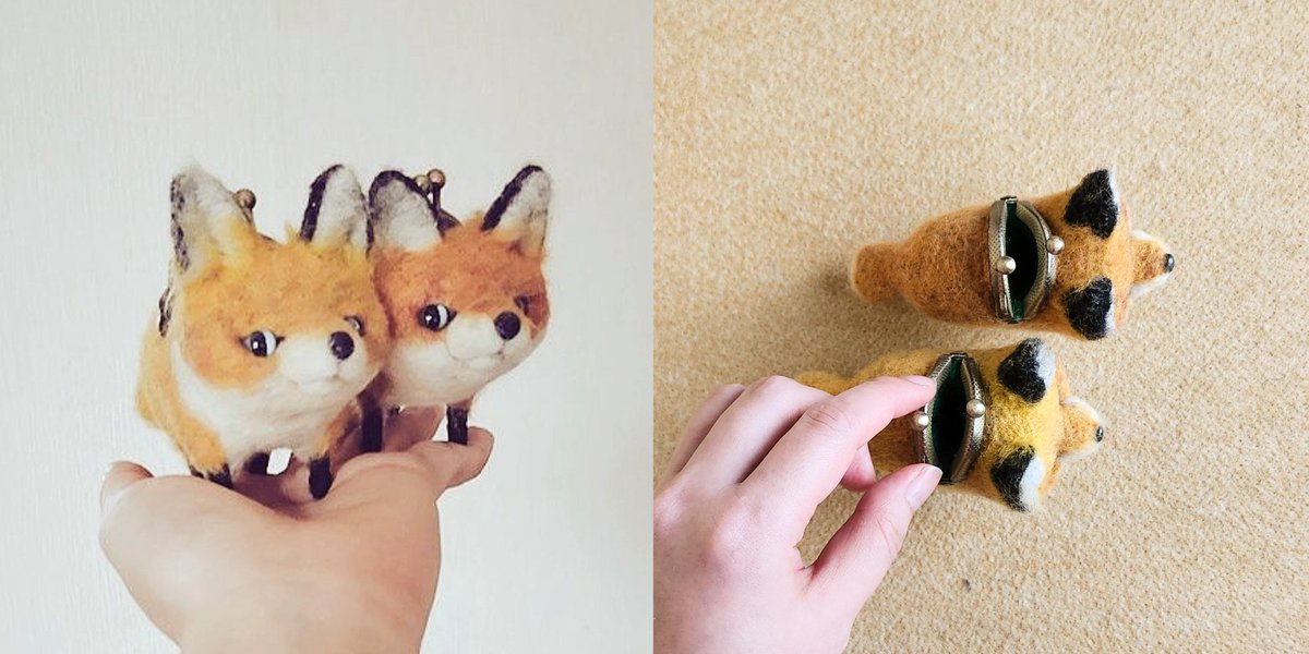 この絵文字が似合う作品と言えば 🦊👛 ガマ口内蔵したキツネたち。 7