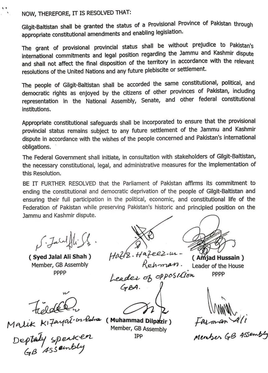 HExtremous's tweet photo. The Gilgit-Baltistan Legislative Assembly has unanimously approved resolution to make Gilgit-Baltistan a provisional province of Pakistan.

Alhamdulillah 🇵🇰 https://t.co/C5ErzDjNK1