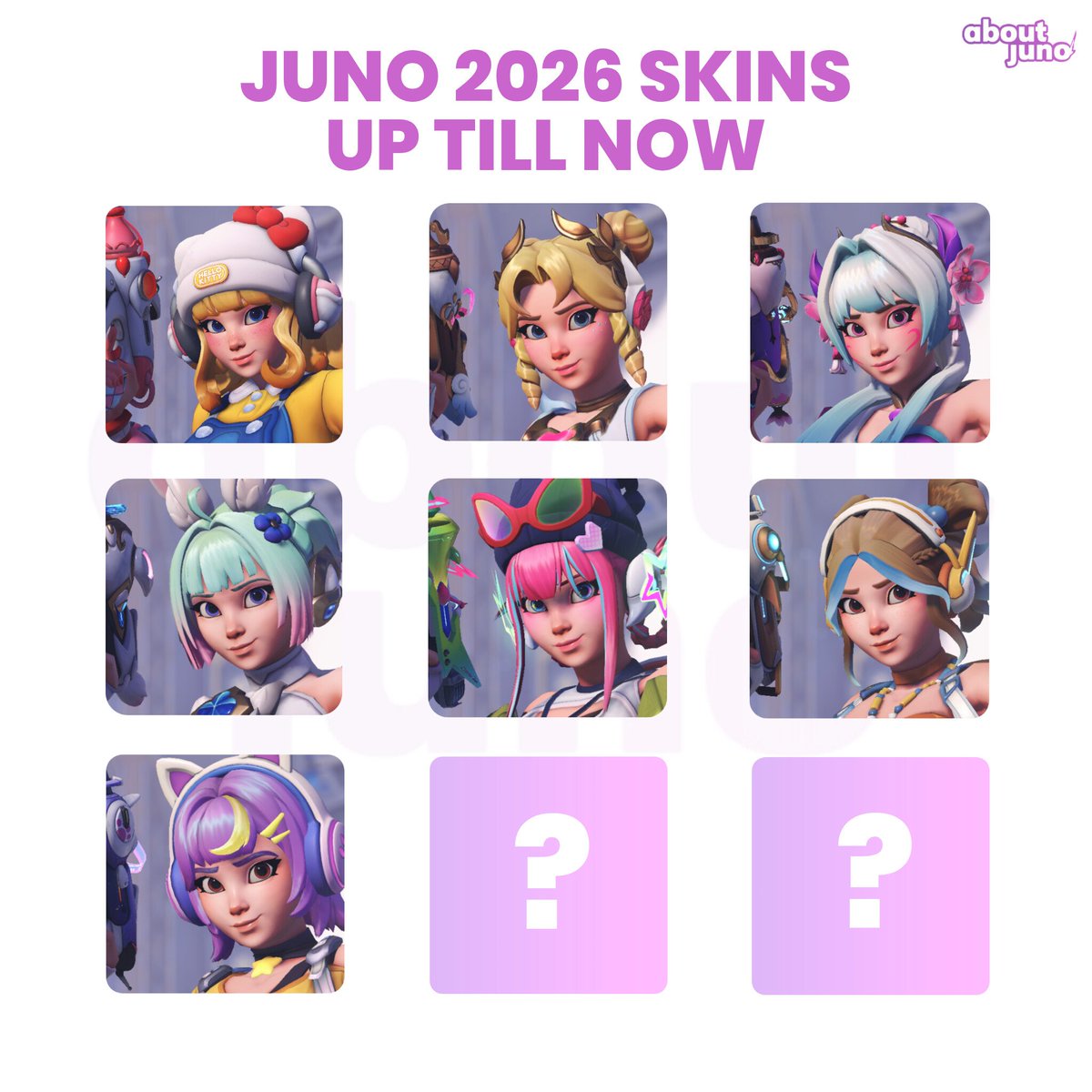 AboutJunoOW's tweet photo. A little more than half the year has passed and Juno has already received 7 skins in #Overwatch 💫

🔎: Last year, around the same time frame, Juno had 5 skins released. https://t.co/IiCdYFAFRs