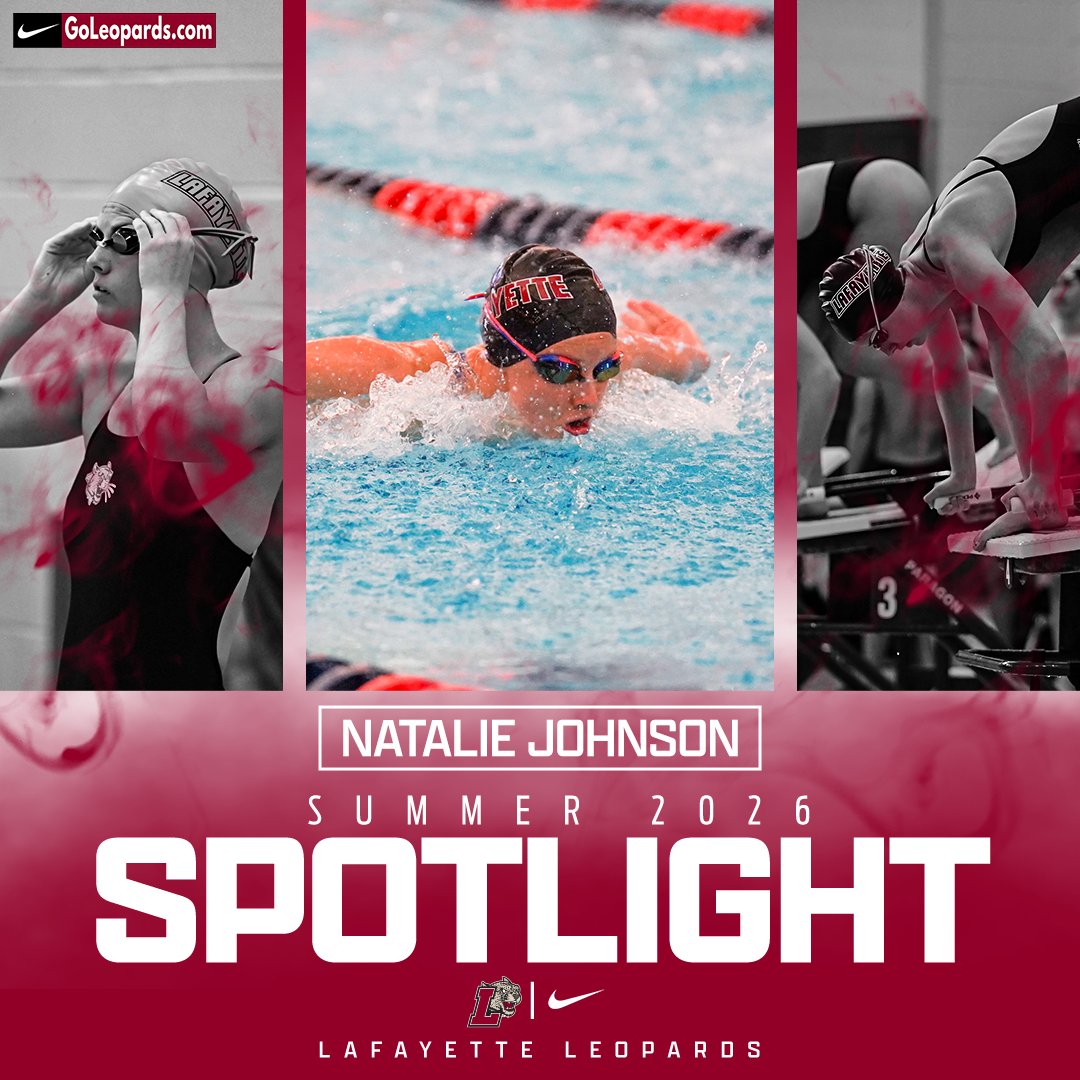 GoLeopards's tweet photo. ☀️Summer Spotlight Series🏖️

Natalie Johnson had a strong 2025-26 season, finishing in the top 10 in the freestyle and butterfly events at every meet leading up to the Patriot League Championships. At the championships, Johnson added two new marks to the Lafayette All-Time Top 10 in the 50-yard freestyle and the 50 free relay split. She also broke the school record in the 100 free and contributed to two records in the 800 free relay and 400 free relay. Johnson is expected to continue to be a force in the water as she heads into her senior season.

#RollPards #ClimbTheHill #SummerSpotlight | @LafCol @PatriotLeague @LafayetteAlumni