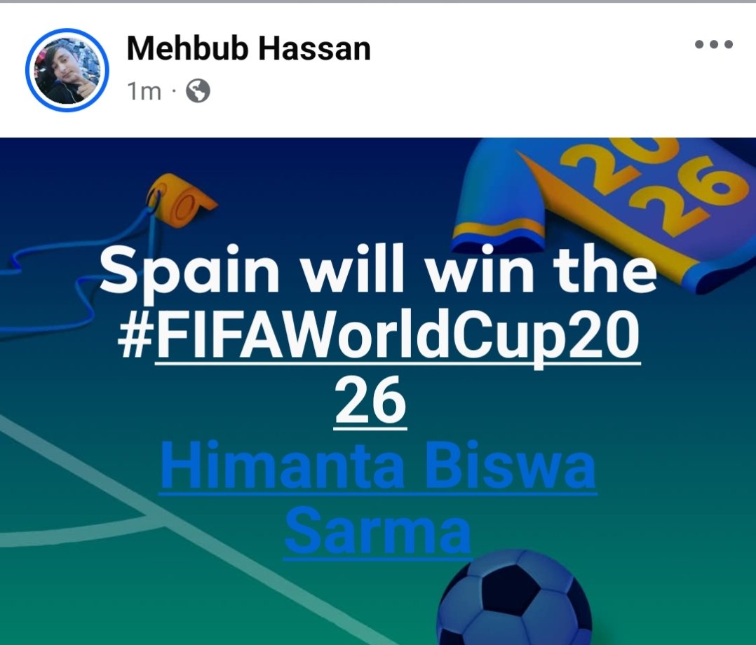 MBorohuyan's tweet photo. @himantabiswa sir 
Spain will win https://t.co/ZvOvVyzSmi