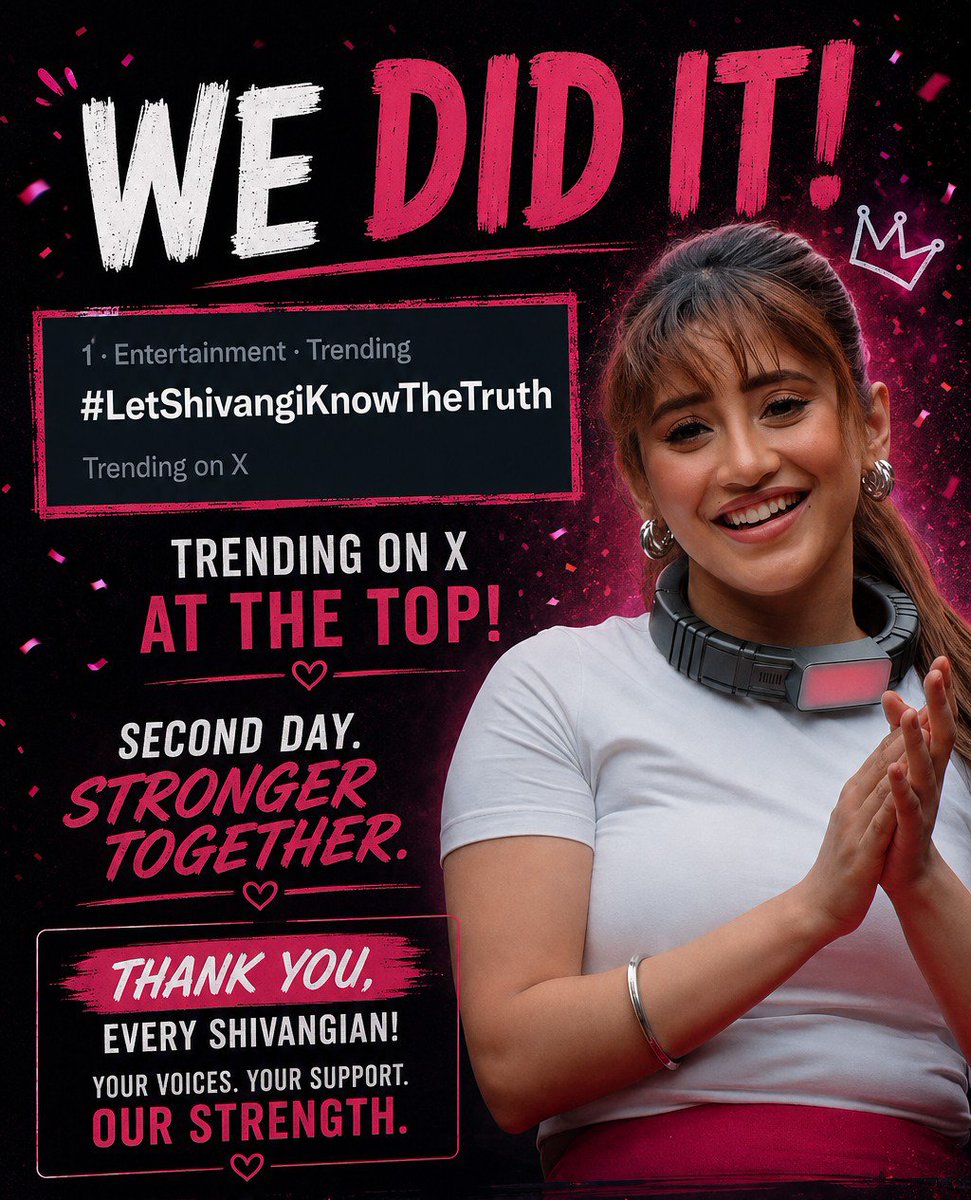 ShivangiJOFC's tweet photo. Back-to-back. Stronger than ever. 🤍

#LetShivangiKnowTheTruth has once again trended at the top on X.

Thank you to every Shivangian for standing together and making every single voice count.
Together, we continue to make a difference.

#ShivangiJoshi 
#LockUpp2 #ShivangiInLockUpp2