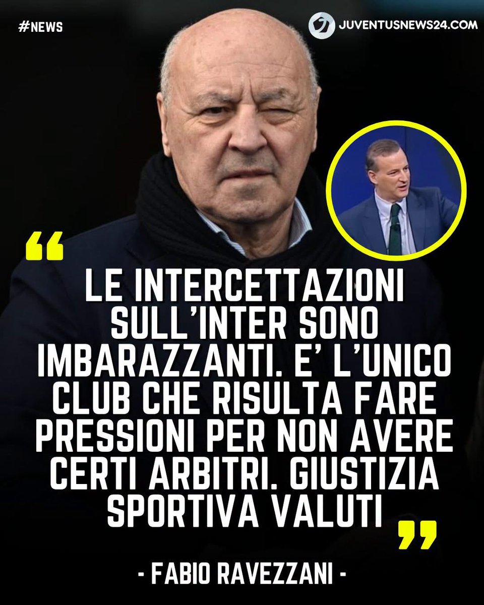 junews24com's tweet photo. 🤐 Quasi tutti restano in silenzio
📢 Fabio Ravezzani commenta così le ultime intercettazioni di Gianluca Rocchi pubblicate dal CorSera
🤷‍♂️ Evidenti le ingerenze dell'Inter sulle designazioni

#juventusnews24 https://t.co/avjIujyNAz
