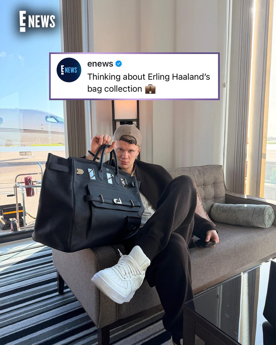 enews's tweet photo. Erling Haaland's bag collection has been living in our heads rent free.👏 https://t.co/o9IhtcPHKk