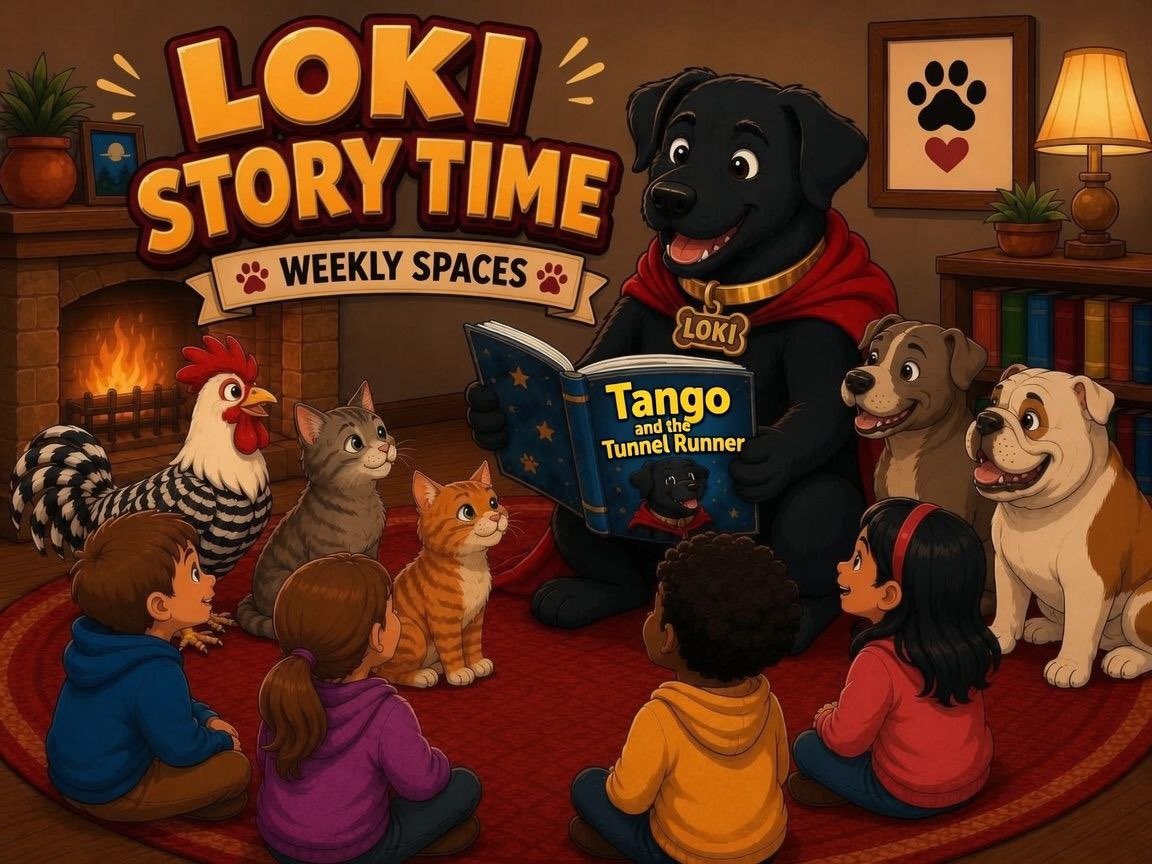 Lokitotherescue's tweet photo. Join us tomorrow at 3pm UTC for our weekly updates and the reading of book 4 in the series! We left off last week with a cliffhanger so tune in and find out what happens!! Woof 
Like, comment and repost this post to enter to win 25k tokens each!!
(Winners must be in the space)

Set your reminders 👇👇
https://t.co/D9Rd7pm5oA