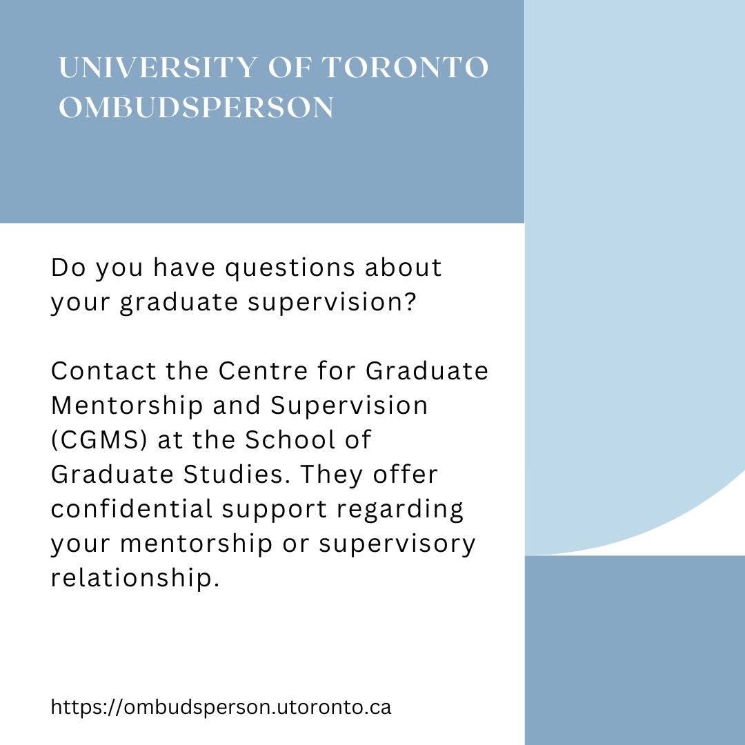 UofTOmbuds's tweet photo. For assistance contact The Centre for Graduate Mentorship and Supervision  https://t.co/1ayOoxlxTp https://t.co/gP5gL9DLRr