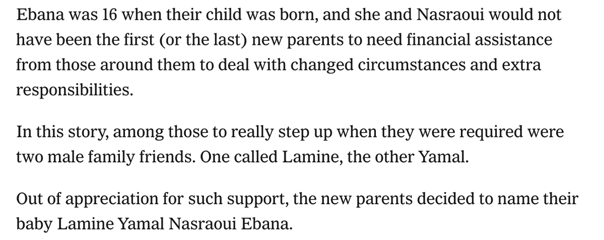 rozina_ali's tweet photo. Love this anecdote about Lamine Yamal, who was named after two friends who helped his parents during a difficult time. https://t.co/xi20Yc4Ed6