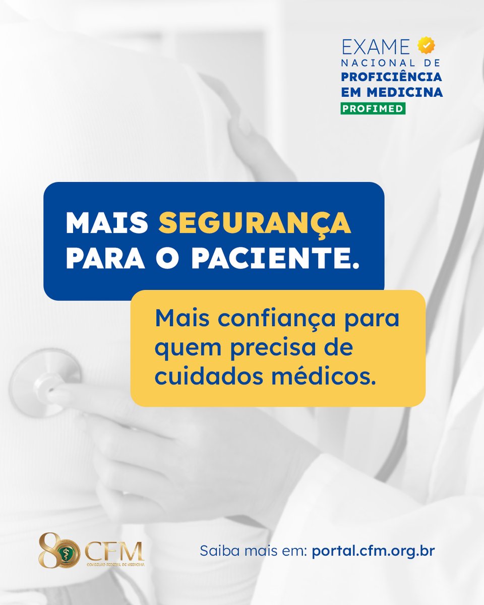 medicina_cfm's tweet photo. O CFM defende o ProfiMed porque acredita que proteger os pacientes também significa fortalecer os critérios para o exercício profissional da Medicina. https://t.co/OG67j1SU0S