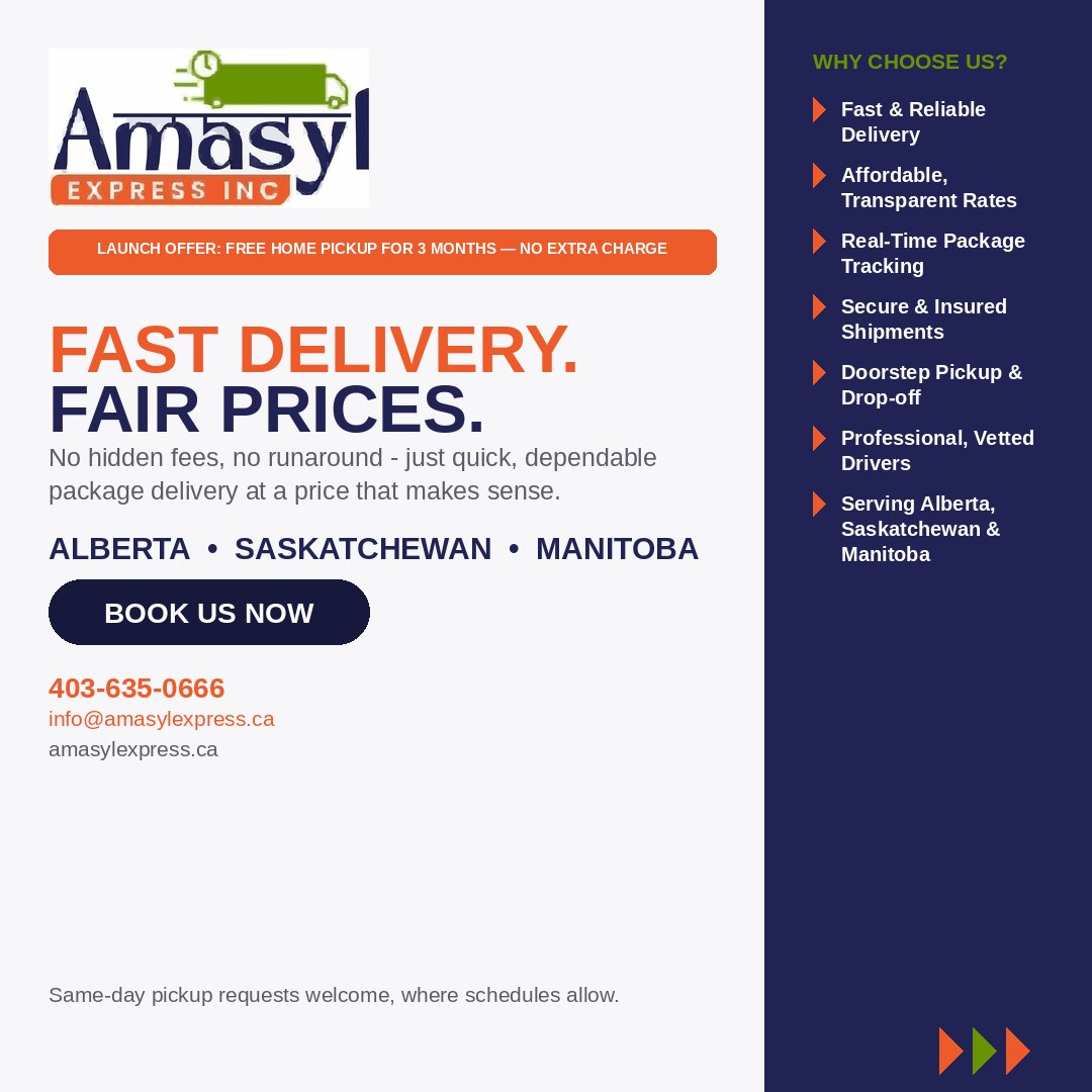 Amasylexpress's tweet photo. ⏳ The countdown is on!
Amasyl Express launches July 27th — and we're bringing affordable, hassle-free shipping to your doorstep.
✅ As low as $30 CAD
✅ Free pickup
✅ Free delivery
✅ Zero stress
Be the first to book → https://t.co/5foVOvOIQo
#AmasylExpress #ComingSoon #ShipSmart #CanadaDelivery