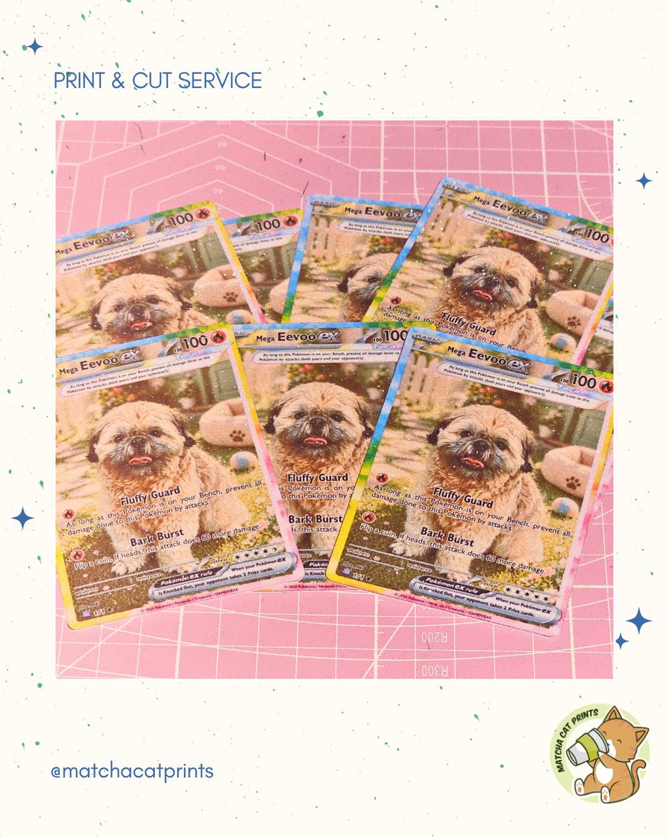 matchacatprints's tweet photo. POV: Your pet just evolved into a rare collectible card 🐶✨

Pokémon-inspired pet cards with dots &amp; glitter finish for our client 💖
Cute, sparkly, &amp; one-of-a-kind!
Message us to create yours!

#MatchaCatPrints #MatchaCatProofs #PokemonPetCards #PetPhotocardPH #CustomPrintsPH https://t.co/4U970QBc2q