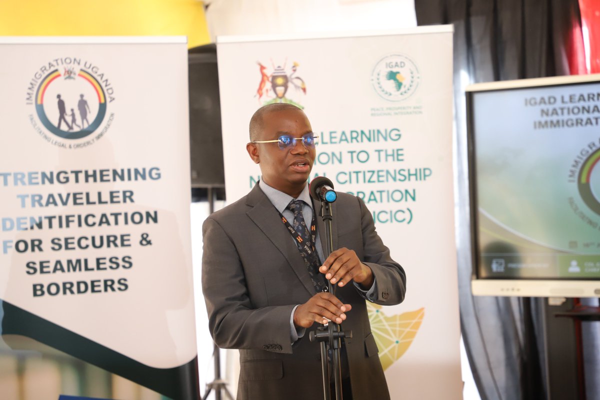 mia_uga's tweet photo. The Chief Government Chemist, Kepher Kateu Kuchana representing the PS @mia_uga , and the Ag Chief @DCICUg , Col Geoffrey Kambere and other Ministry officials, today welcomed an IGAD learning mission to the Ministry headquarters in Kampala. 1/2 https://t.co/F2WXuVJX4j