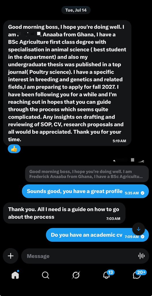 IyanuOlowoV's tweet photo. Had a chat today with a brilliant first-class graduate from Ghana. He was the best student in his department and already has his undergraduate thesis published in a top journal.👇👇👇

Despite this stellar profile, he was making two massive assumptions holding back his Fall 2027 applications:

1️⃣ Waiting for "Application Season" to send cold emails.
He stopped reaching out in January, thinking he had to wait until Fall to resume.

The Truth: Never wait! Professors secure funding and scout top talent up to a year in advance. If there is an opening, they will reply. Keep sending those inquiries.

2️⃣ Thinking an MSc is mandatory for a PhD.
He assumed he needed to complete a Master's degree first before even looking at doctoral programs.

The Truth: While this is generally the rule in Europe, you can transition directly from a BSc to a fully funded PhD in the USA, Canada, and sometimes the UK!

Don't let a lack of information delay your academic journey. Your dream program might be recruiting right now. Stop waiting and put your profile out there! 🎓✈️

#AcademicTwitter #PhdVoice #StudyAbroad #FullyFunded #ColdEmails