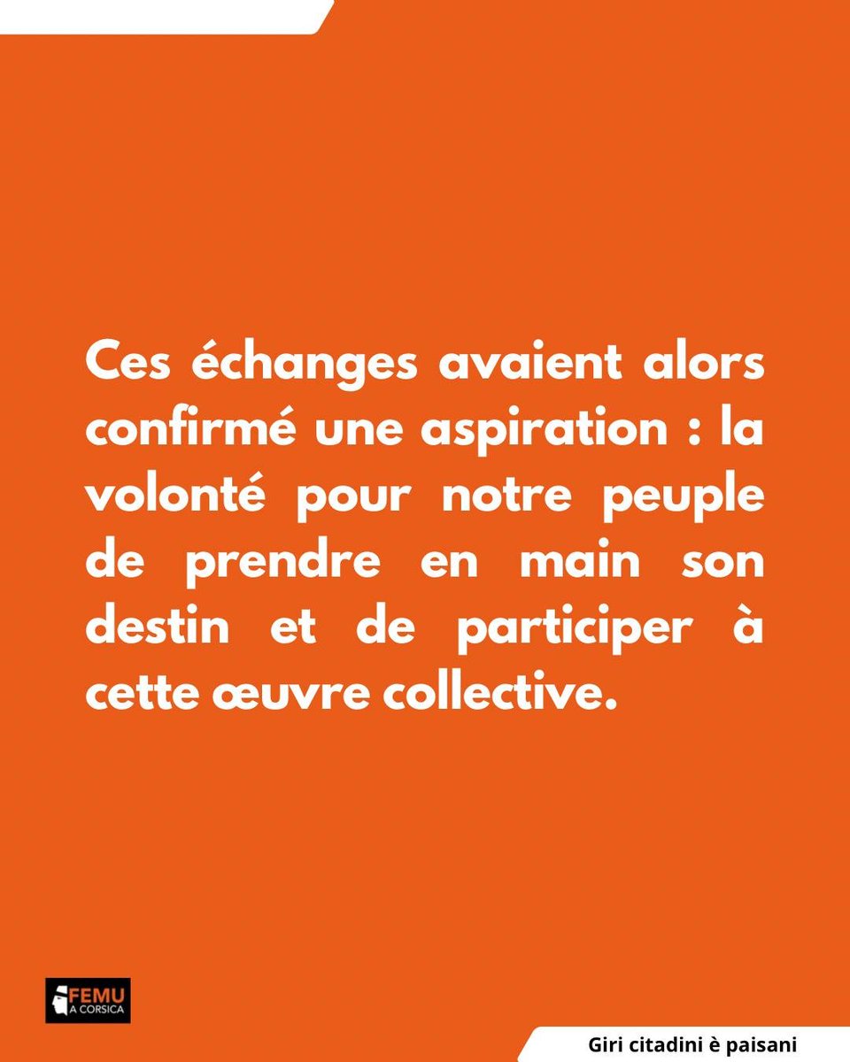 Partitu_FemuAC's tweet photo. Notre peuple sera amené à se prononcer, par référendum, sur le statut d’autonomie au terme du parcours parlementaire.  

Au cours de notre conférence de presse du 13 juillet dernier, à Corti, nous avons annoncé la relance des « Giri citadini è paisani » et des « Cuntrasti di l’Autunumia » de Femu a Corsica. 

L’objectif est clair : aller à la rencontre des Corses pour échanger, convaincre et construire, avec eux, la Corse autonome de demain. 

À truvà ci prestu !