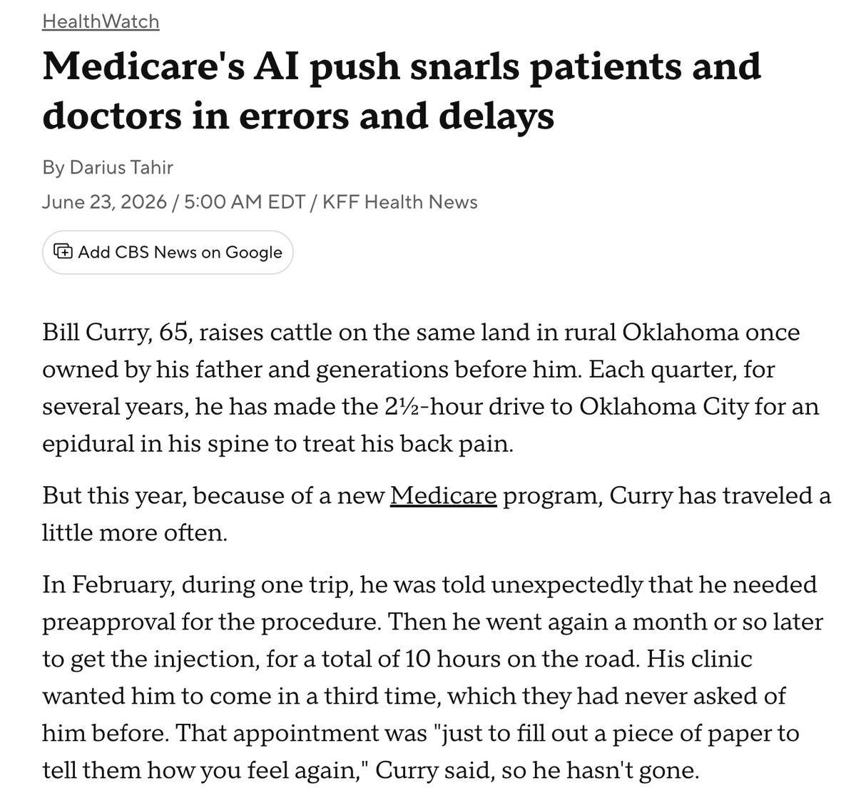 AlexSJacquez's tweet photo. Republicans just voted to protect Dr. Oz's Medicare prior authorization program that uses AI to deny seniors care. The rollout, which began in January, has been, quote, "horrendous." https://t.co/llddFS7Zc1