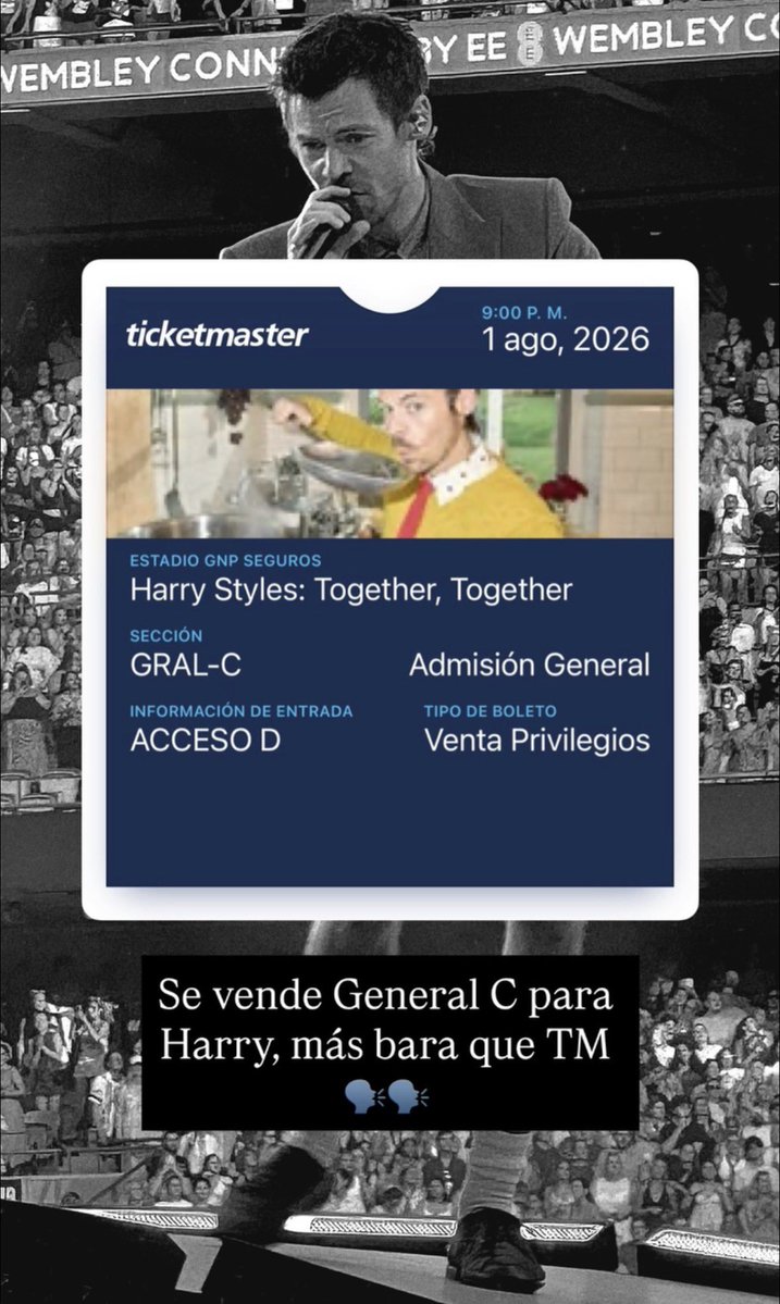 AldairRamirezG's tweet photo. Se vende General C para Harry el 01 de agosto. Más bara que Ticketmaster  $$$ https://t.co/RJ2rttlpra