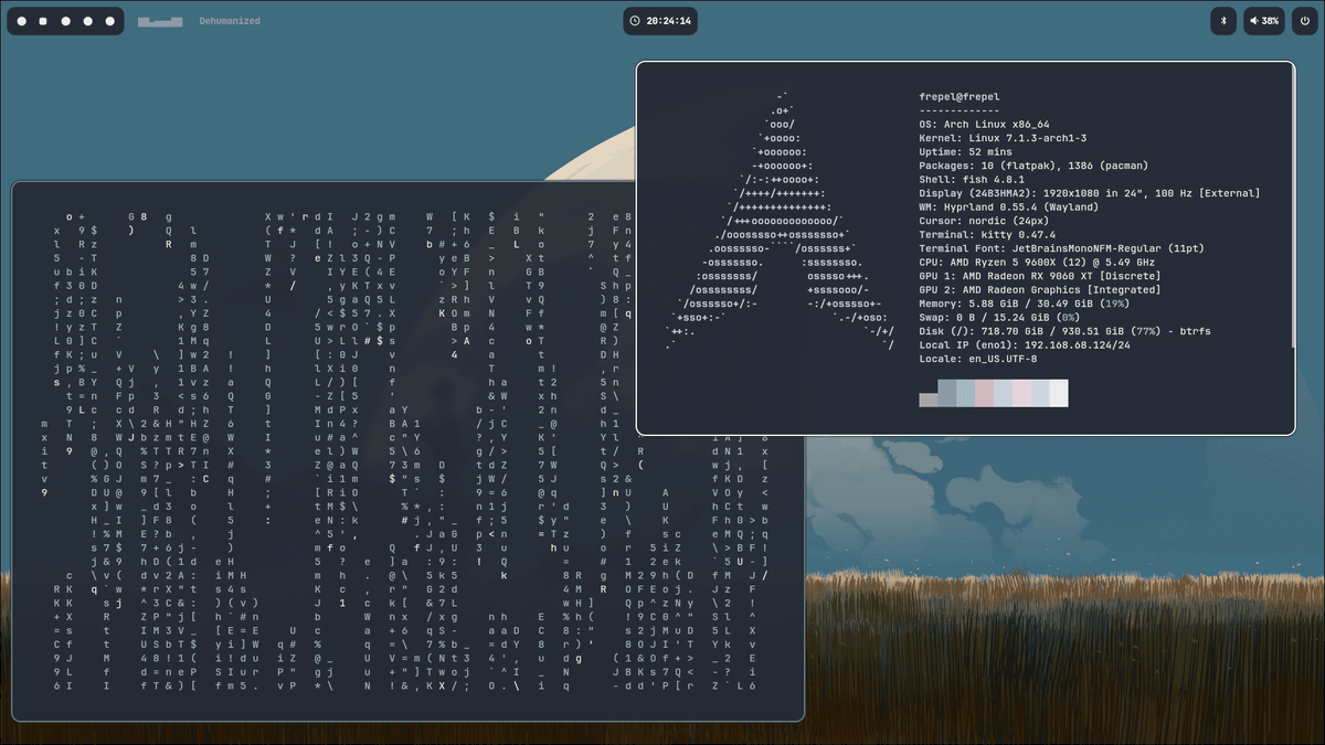 bot_unixporn's tweet photo. Not a lot, but good for a first rice :] [Hyprland]
Link: https://t.co/8B8IcpUJXf

#unixporn #linux #screenshot https://t.co/oqe1pDpIrv