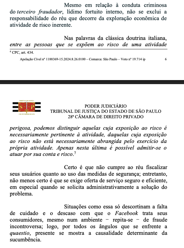 freitashebert_'s tweet photo. TJSP descascou o Facebook em ação de uma advogada que teve o nome e a imagem utilizados em golpes no Whatsapp

Disse que o FB trata consumidores com descaso e que se os lucros não são divididos, os riscos também não podem ser.

Ao final, diminuiu a indenização de 7 para 5 mil 🤡 https://t.co/ilz5VqjPEV