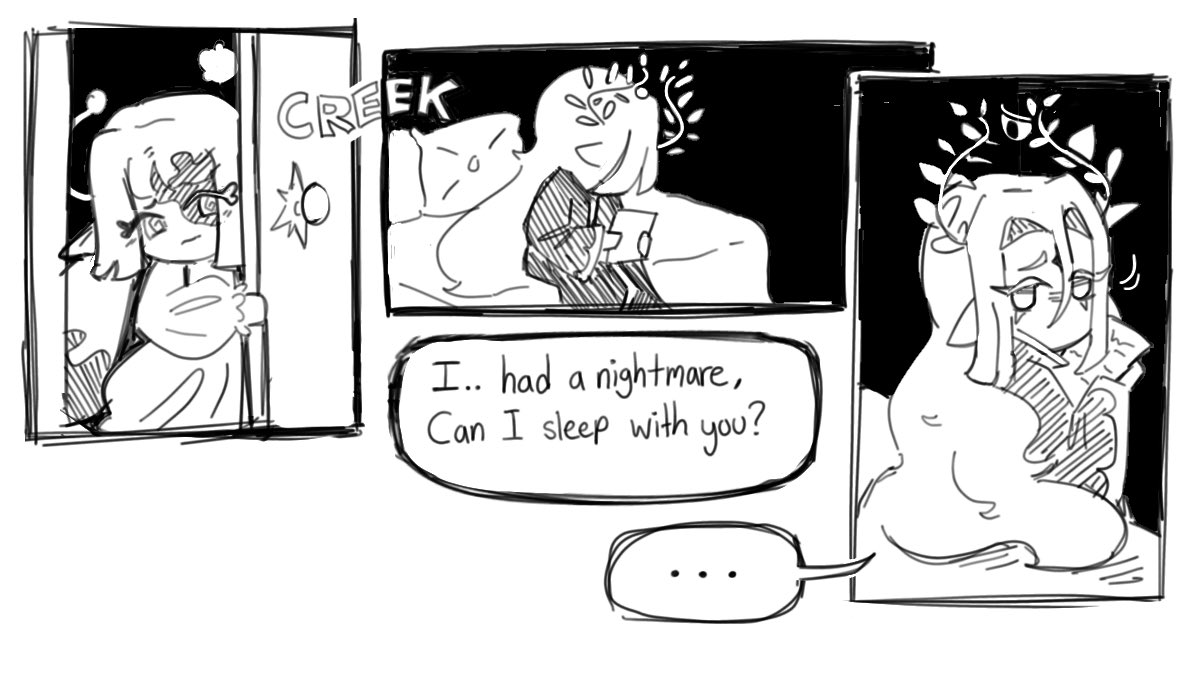 Milkcrown_artz's tweet photo. @TheFauxsynder ‘s new storyline just had me thinking about how Recluse might have broken the news to Pom Pom https://t.co/qSPywt48Hj