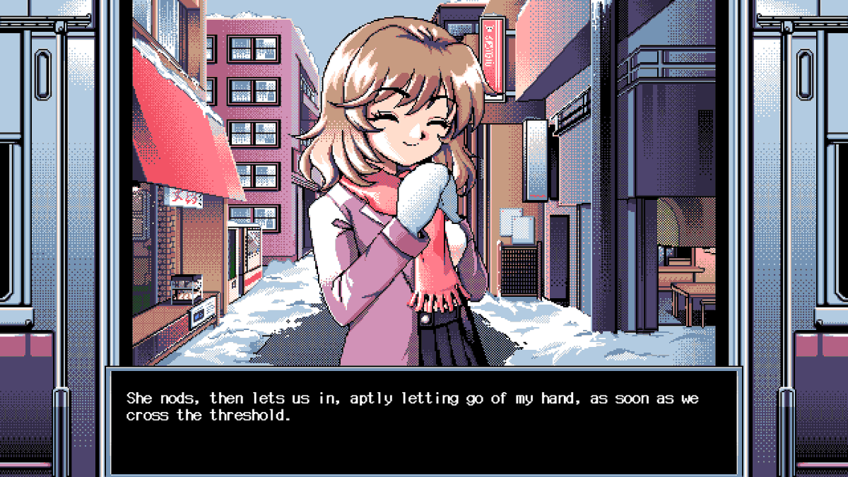 yukimisoft's tweet photo. In this game:

You play as a closeted lesbian, set in 1999. Your girlfriend wants to see you off before you leave town forever. You haven't seen her in weeks after being outed.

Decide whether or not you'll stay together.

Coming for free this October. 

Link in bio. https://t.co/N2KZIopOuF