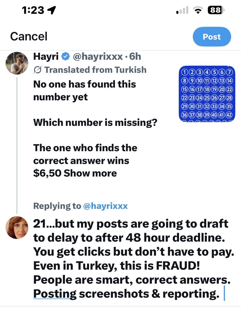 SuzywayWay's tweet photo. This is a fraudulent time waster. I do these to figure out why  scammers post these dumb quizzes.  Some can be fun, but the answer to this seems so simple, it could not possibly pay off to every correct answer.  See 3 screenshot proofs below. https://t.co/7zxlMDzrxB