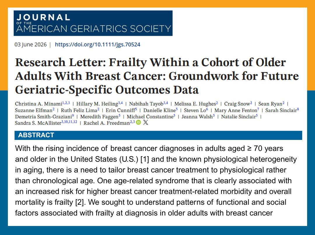 DFCI_BreastOnc's tweet photo. Research Letter: Frailty Within a Cohort of Older Adults With #BreastCancer: Groundwork for Future Geriatric-Specific Outcomes Data
https://t.co/6epFH05vYl
@NabihahTayob @Rhodeislandmd @dsmithgraz @DrRFreedman #OlderAdultsWithBreastCancer #OABC #GeriOnc #GeriatricOncology https://t.co/OXXAB9sqCq