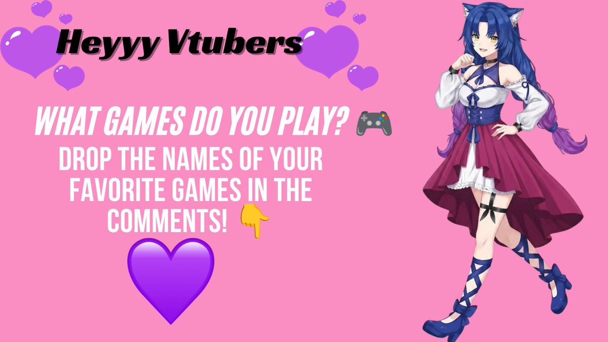 Alison_TylerVT's tweet photo. 🎮💜 Heyyy VTubers!

What games are you currently obsessed with? 👀
Drop your favorite games in the comments! ⬇️

I'm always looking for new games to check out and would love to see what everyone is playing! ✨

#ENVtuber #VTuber #VTuberUprising #twitchtv  #valorant #minecraft https://t.co/0Y2dJm0ucL