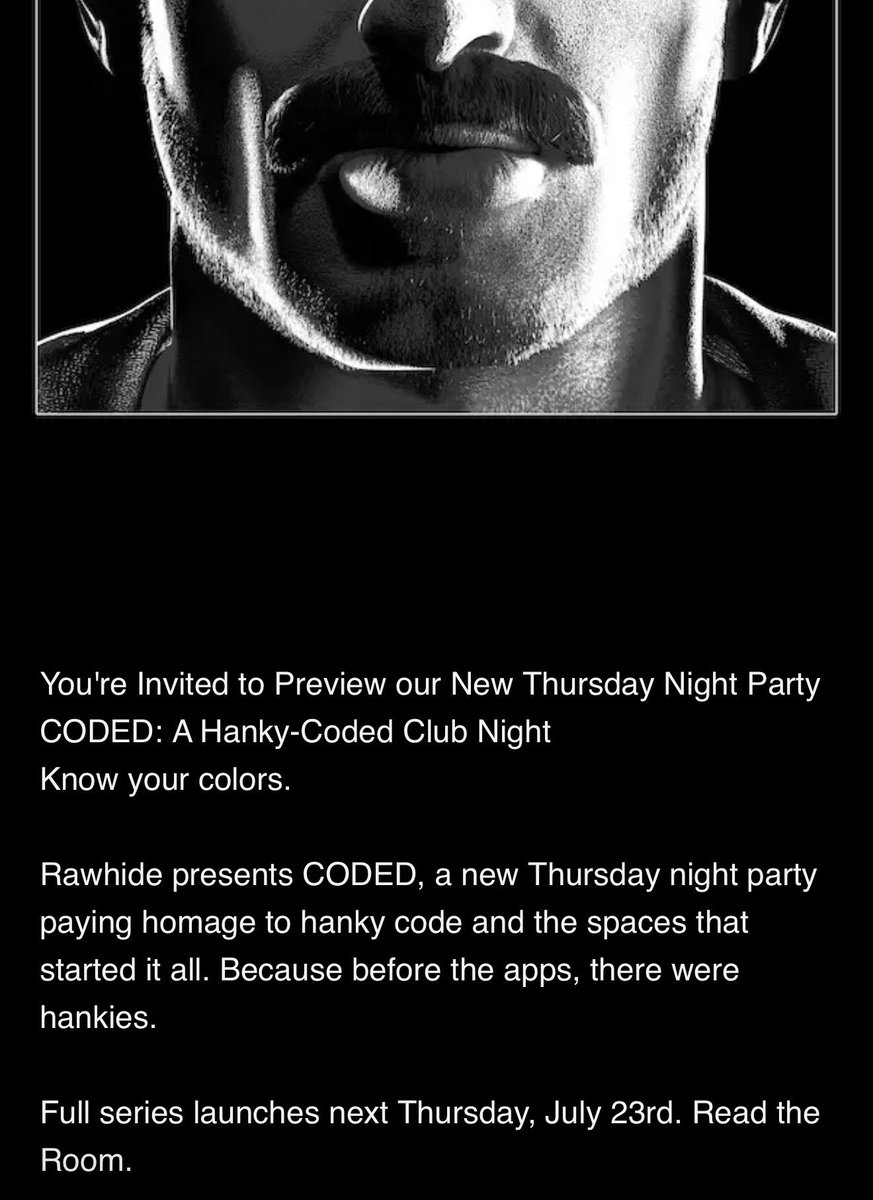 Boomer_Banks's tweet photo. Tonight is a preview night for 
CODED  (know your color) 
At RAWHIDE @rawhide_nyc 

I’ll be spinning all night sexy raw funky beats all night get your hanky’s ready queers 💦
🟥🟦🟩🟨🟧🟪⬛️

Free before 11pm get your TIXX here 

https://t.co/BsfATWcpRN https://t.co/6pGwb97Vsi