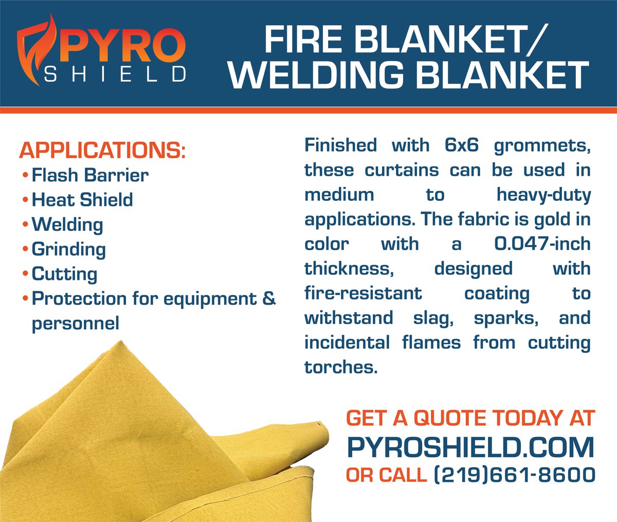 PyroShieldInc's tweet photo. We have limited stock of our 6x6 fire blanket, for $48.00 each! Available at our Indiana location.

Contact (219) 661-8600 or https://t.co/HegdnqRadU for any further information. https://t.co/G9Dq6rxbVT