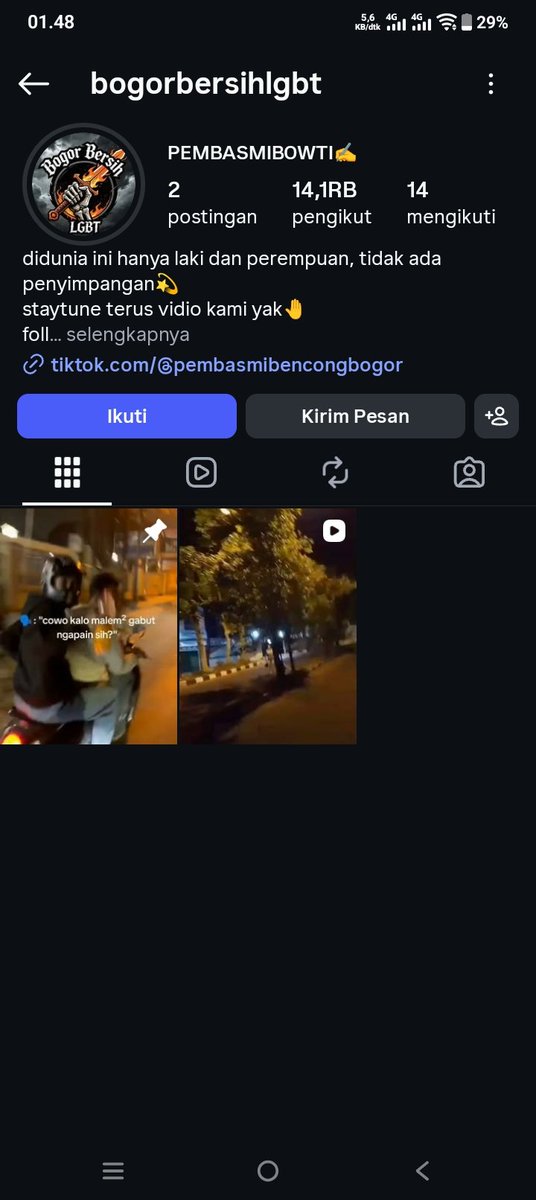 2adm15's tweet photo. Bogor lagi rame sama yg namanya boti hunter atau pembasmi lgbt. Gua personal gapapa banget kalo kalian NGASIH TEGURAN ke boti atau bencong atau waria yg ngeganggu kalian karna gua sendiri pun suka keganggu sama mereka, tapi bukan berarti kalian bisa seenaknya ke mereka https://t.co/qhXQs5QfKT