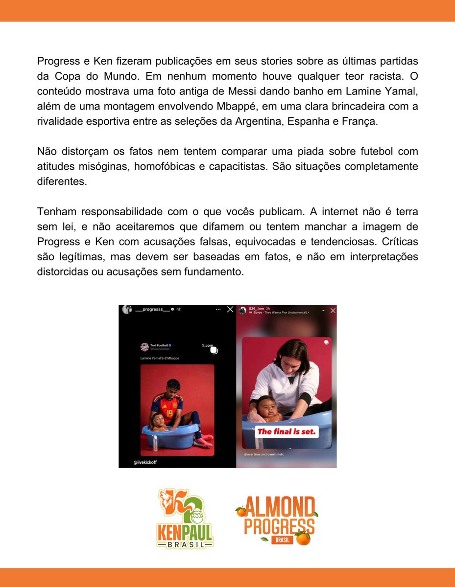 AlmondProgresBR's tweet photo. 🚨📝  - Pronunciamento sobre os recentes stories publicados por Progress e Kenji em seus perfis no Instagram.

ISSO NÃO É RACISMO!!!

@KenPaulBrasil
#ProgressPassawish #kenji_kanthee https://t.co/Q4muNHflUd
