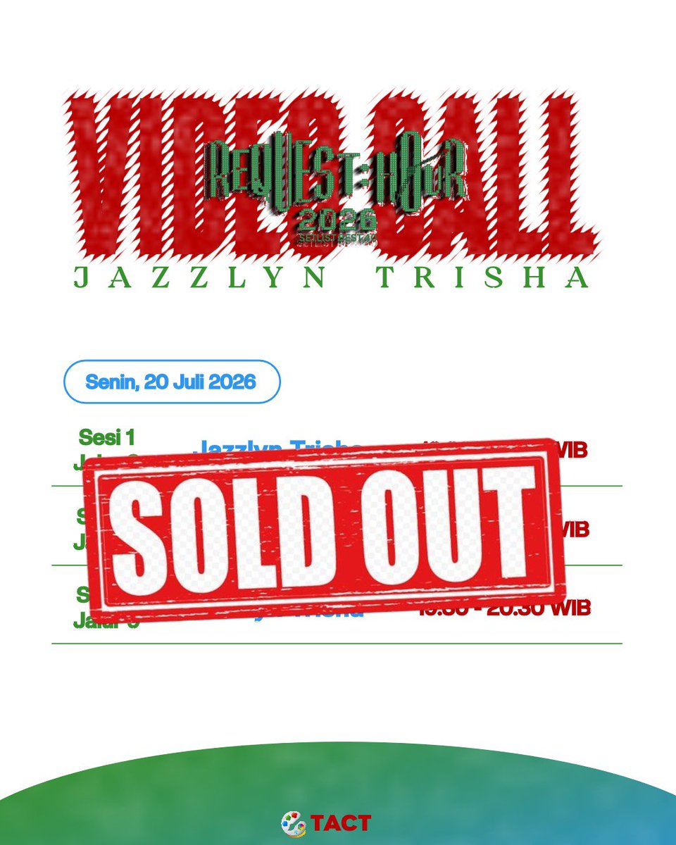 tact_id's tweet photo. UPDATE TIMETABLE! 🚨
VC semua sesi bersama @JTrisha_JKT48 20 Juli 2026 telah Sold Out🔥🔥
Terima kasih atas antusiasme teman-teman yang sudah membeli tiketnya💖
Jangan lupa siapkan topik terbaiknya dan sampai jumpa di waiting room!!!
#WannaSeeTrisha
#CallTrisha https://t.co/NjkYYdMVf4