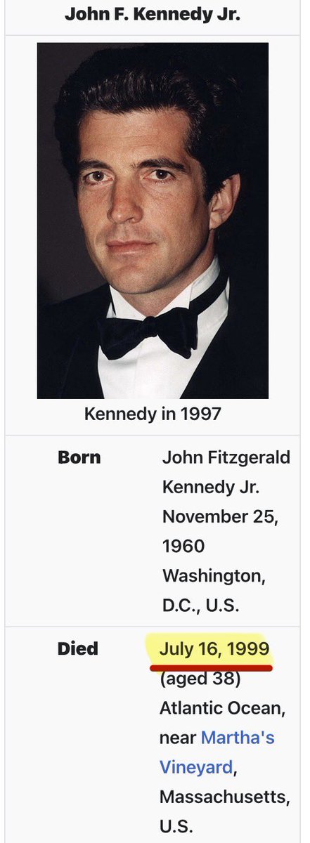 RealAbs1776's tweet photo. It isn’t lost on me that today is the anniversary of JFK Jr’s death. 

Probably not a coincidence that POTUS will be declassing election fraud and publicly taking the fight to [them] from the Oval Office today … https://t.co/TNIjqieZ3C