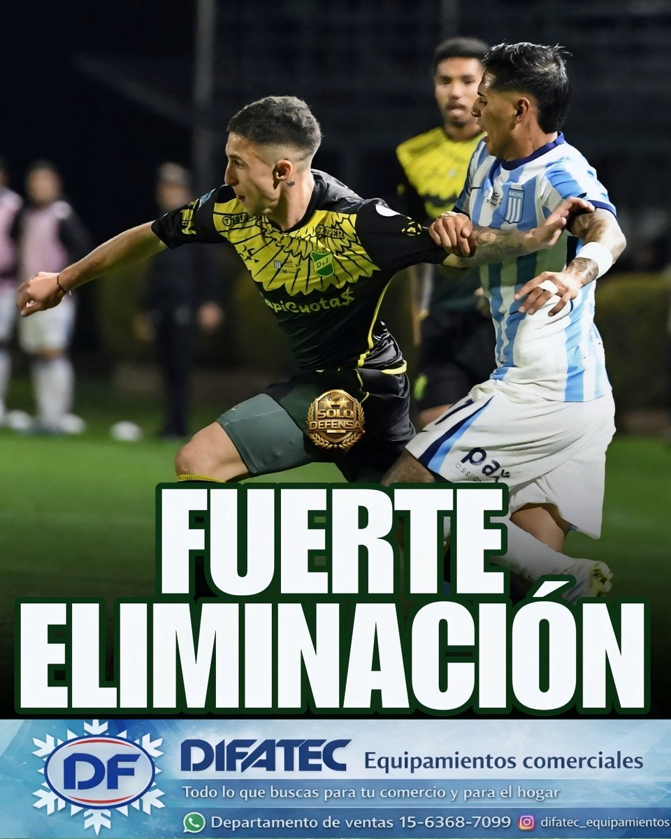 solodefensaok's tweet photo. ❌️ Defensa y Justicia quedó eliminado de Copa Argentina tras caer con Racing por 4 a 1. El gol del Halcón lo marcó Leandro Fernández. https://t.co/6nI1WOaWv4
