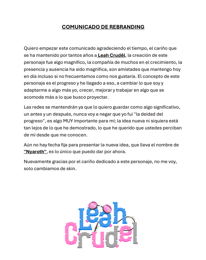 LeahCrudel's tweet photo. COMUNICADO DE REBRANDING https://t.co/jLFpInj7Y3