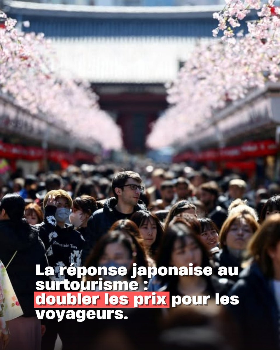 HanabiCommunity's tweet photo. ✈️ 🧳 Face à l’explosion du tourisme et aux désagréments que le flux de voyageurs provoque aux communautés locales, le Japon met en place une solution radicale : doubler les prix pour les touristes. 💸 https://t.co/gVdYpTROeB