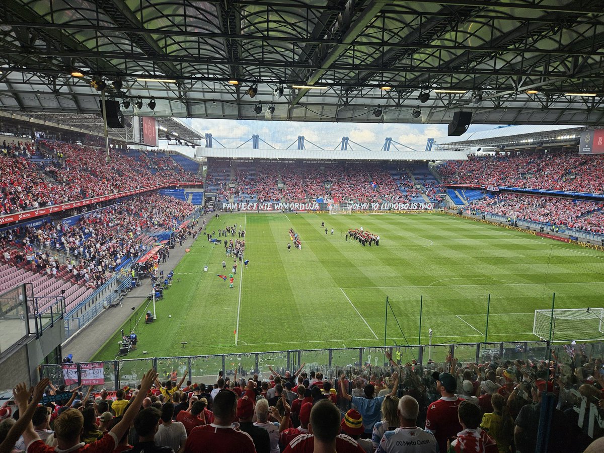 PaulGriff1410's tweet photo. Pictures from last weekends visit to the Krakow Arena as @Wrexham_AFC draw 0-0 with Wisla Krakow in a pre season friendly. Highlight of the match being a penalty save from Okonkwo @footballgrounds 283 #WxmAFC  #groundhopping https://t.co/Ob6aw0VLB3