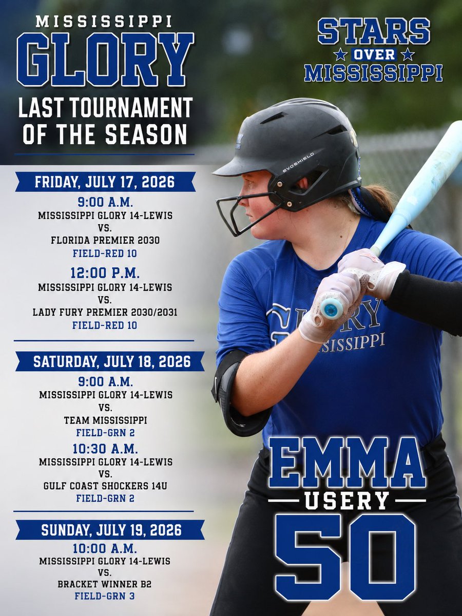 EcUsery50's tweet photo. Last tournament of the season at Starkville Mississippi ready to show up and show out 💪 @MandiBaldufnsr @DCEliteSoftball @ExtraInningSB @CoachNealPT @Coach_Ricketts @Jamie_Trachsel @CoastRecruits @gobigrecruiting @SoftballRecruit @tagupSoftball @Best4Recruiting @gatorjack72 @247recruitment