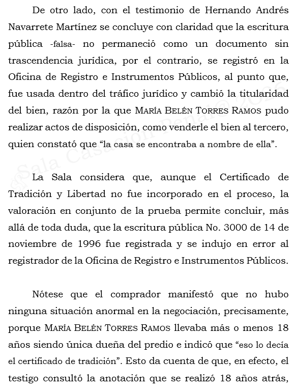 loviedoH's tweet photo. Corte S. Rad. 70369/26. Fraude Procesal.

Cuando se induce en error a un Notario no es Fraude Procesal sino Obtención de documento público falso.

A pesar de no incorporarse a la actuación, con testigo se probó existencia de Certificado de libertad y tradición. https://t.co/2boQUgSGkT