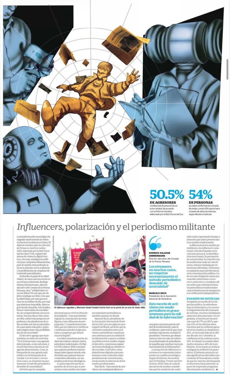 FDoringCasar's tweet photo. Desafortunadamente México NO está ajeno a esta "tormenta perfecta" que aqueja al periodismo con el #CártelDeMorena

"Colapso de los ingresos, el hostigamiento sistemático de los gobiernos, el récord de agresiones y asesinatos, sumados a la irrupción de influencers y streamers, reconfiguran un ecosistema que lucha por su supervivencia mientras intenta domar la IA"

No en balde las recientes amenazas a @hdemauleon por destapar las súplicas de ser sapo y cantar de @MarinadelPilar