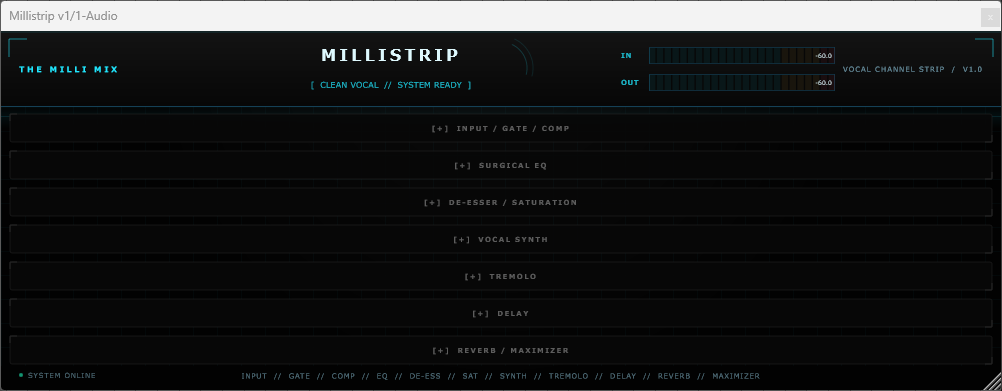 The_Milli_Mix's tweet photo. 왼만한 기능 다 때려넣은 우주최강 채널스트립을 제작했습니다.
모든 DAW에서 VST3로 동작합니다.

성능 개지림
#녹음러_𝕏친소 https://t.co/YPMq7N0VaO