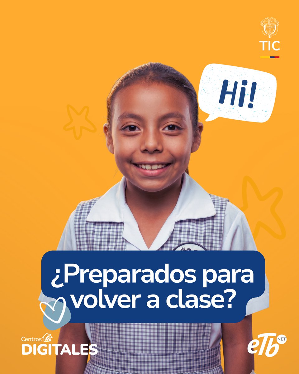 ETBNET_Colombia's tweet photo. ¡Volvemos a clase con toda la energía!🚀

¿Ya estás listo para un nuevo periodo académico?

En los Centros Digitales, preparamos tres tips esenciales para que tu regreso sea increíble:

organiza tus materiales, establece una rutina ganadora y define metas inspiradoras.

¡Prepárate para aprender, explorar y brillar!

Una iniciativa del Ministerio TIC operada por ETB.

*ETB miembro de la UT ETB NET Colombia conectada.

#RegresoAClases #Estudiantes #EducaciónCOL
#TipsRegreso #Colombia