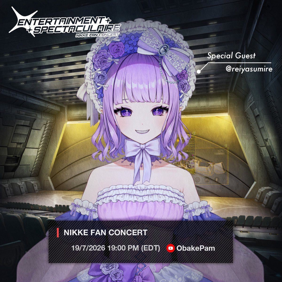 Reiyasumire's tweet photo. ⚠️‼️ENCOUNTER‼️⚠️

I will be making a special appearance in Pam’s NIKKE Concert! She and everyone else have worked very hard to put together this incredible performance! Please come check it out live on Obame PAM’s channel 7:00pm EDT THIS SUNDAY https://t.co/rLU5CbyWCC