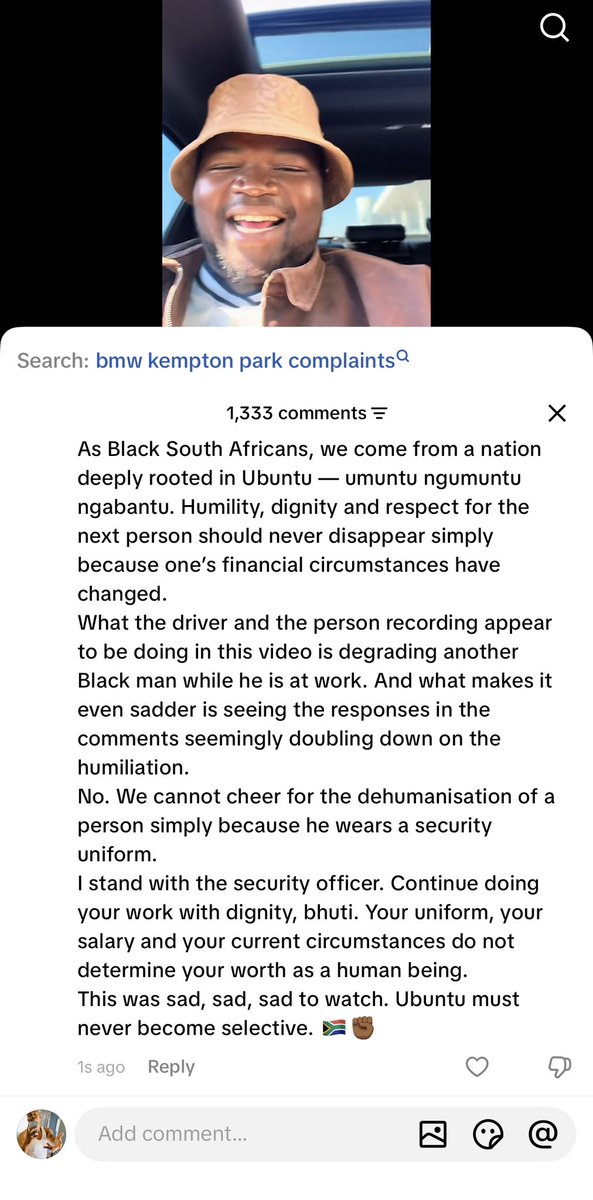 sipsboii's tweet photo. @_BNSL They bullied and humiliated this security guard for doing his job. I shared the video on X and tagged influential South African accounts. The response has been incredible. Let’s find him and remind him that Ubuntu is still alive. 🇿🇦🤝 https://t.co/vxG0JogkIO
