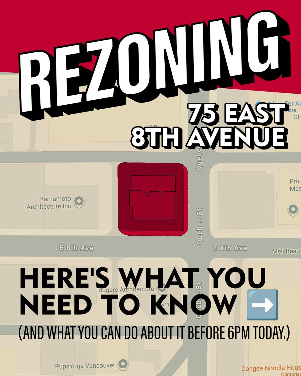 UniteHere40's tweet photo. Don’t let Ken Sim push this rezoning application through. Take action now to stop tenants from being displaced. Share your feedback now by selecting the subject “CD-1 Rezoning: 75 East 8th Avenue”: https://t.co/nmRtGfG16c https://t.co/EjiOqE2JUK