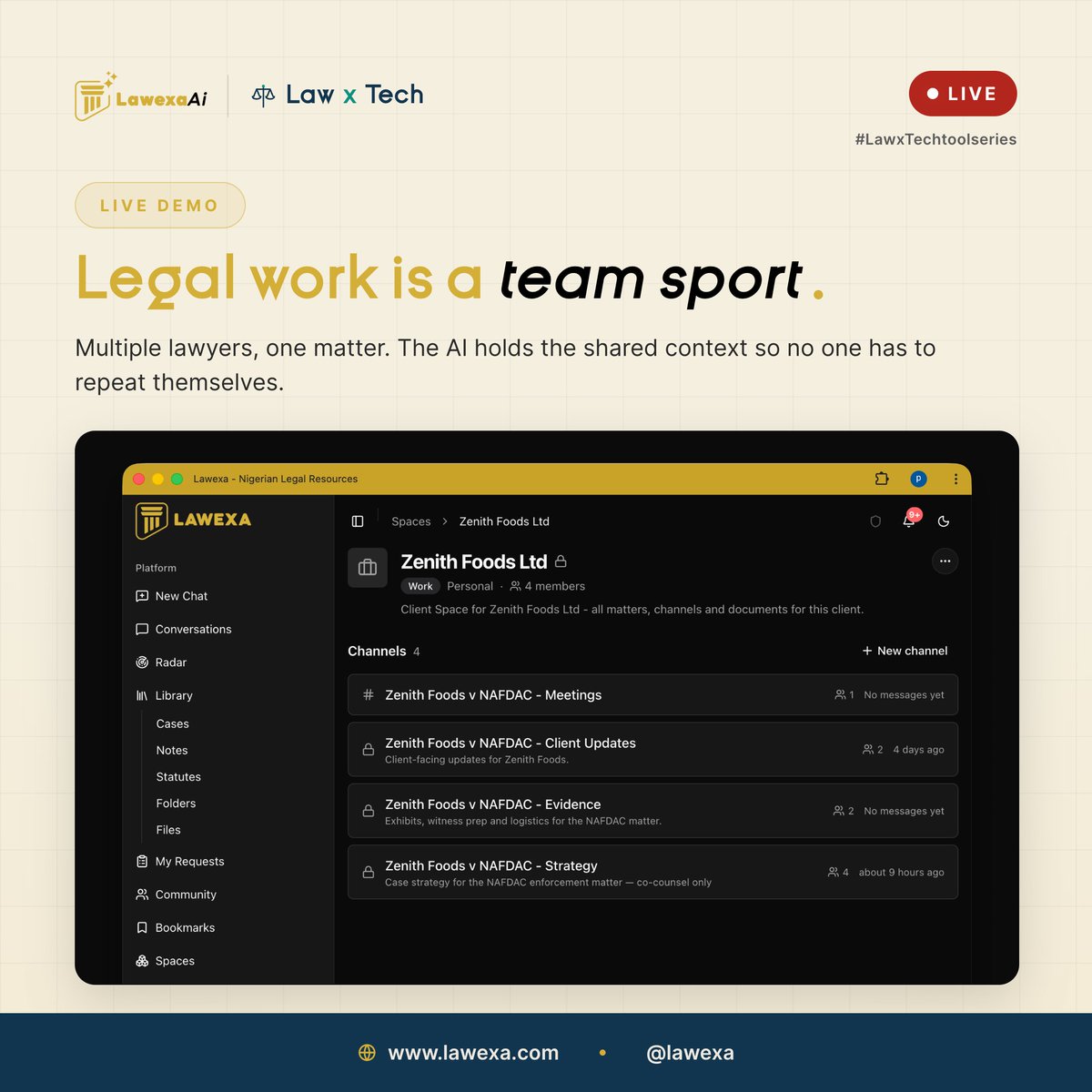 LawexaAi's tweet photo. "All a Lawyer Needs"

- Multi-Jurisdictional Research
- Regulatory Tracking
- Collaborative Research
- Potential Clients

Get these today at https://t.co/sEy60sleRc https://t.co/kvOSFtqm2E